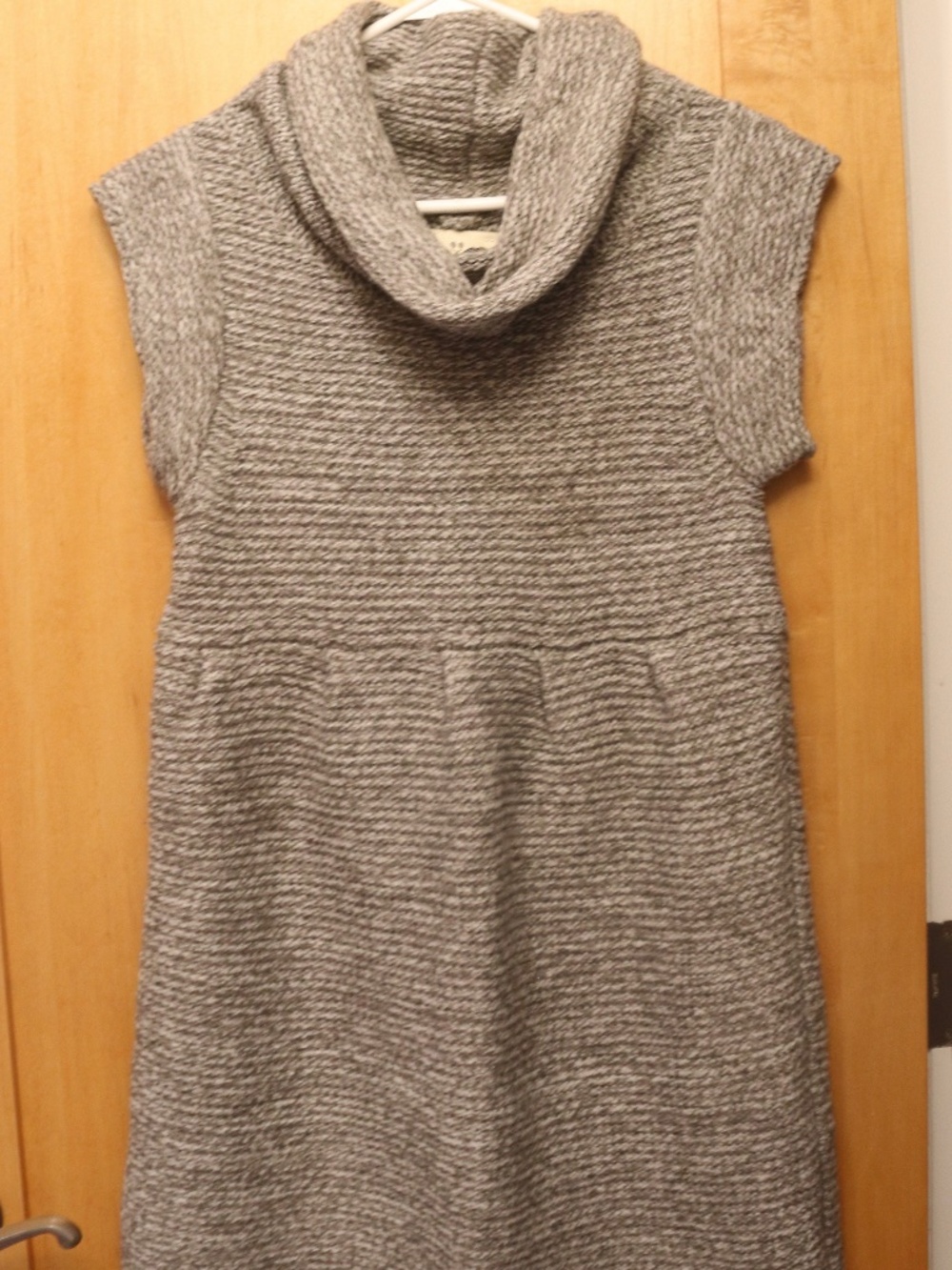 Anthropologie TYLER BOE Cowl Neck Chunky Knit Lambswool Blend Sweater Dress Gray